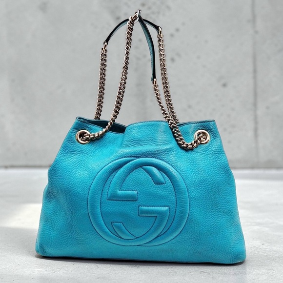 Gucci Handbags - ❌SOLD❌ Gucci Teal Leather Soho Chain Shoulder Bag Medium
